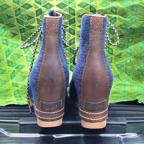 New never worn Sorel women's 1964 leather canvas Premium Wedge Casual Boot s 9 - Picture 3 of 8